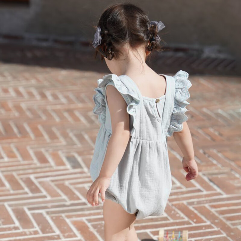 RYLEE+CRU婴幼儿纯色时尚造型连体衣包臀衣婴童服爬服包屁衣RC童装 海沫绿 90cm
