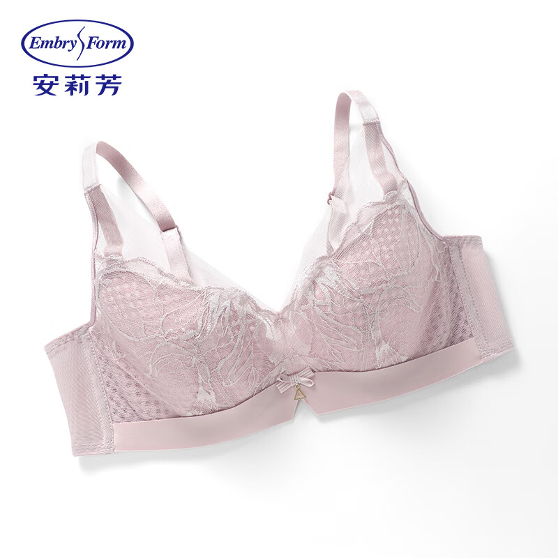 安莉芳【风巢杯】专柜新品蕾丝深v性感文胸女大胸显小内衣EB00820礼物 藕色LAV 75C