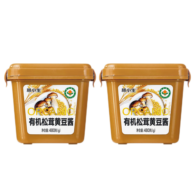 林小生有機(jī)松茸黃豆醬480g*2盒 0添加防腐家用炒菜拌飯東北大醬豆瓣醬t