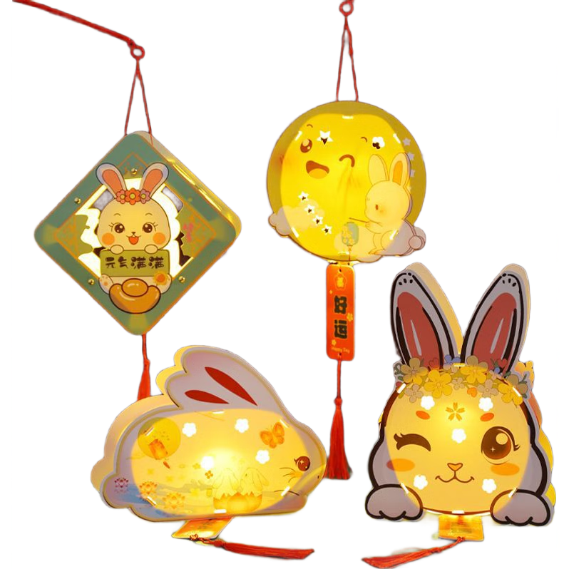 平安喜乐中秋国庆节灯笼手提发光小兔子花灯夜市灯会宝宝礼物玩具 HL-手提灯-花好月圆