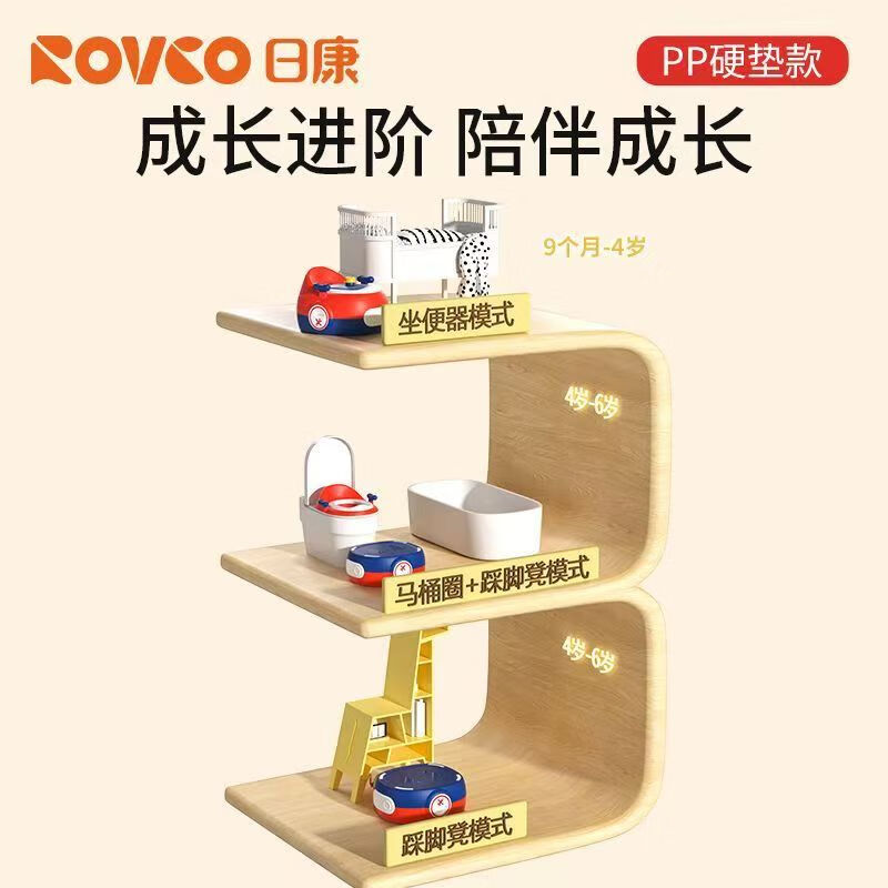 日康（rikang）儿童马桶 宝宝座便器婴儿便盆  新升级PP硬垫三合一功能  【红色】多功能PP硬垫+垃圾袋*1卷+刷子*1