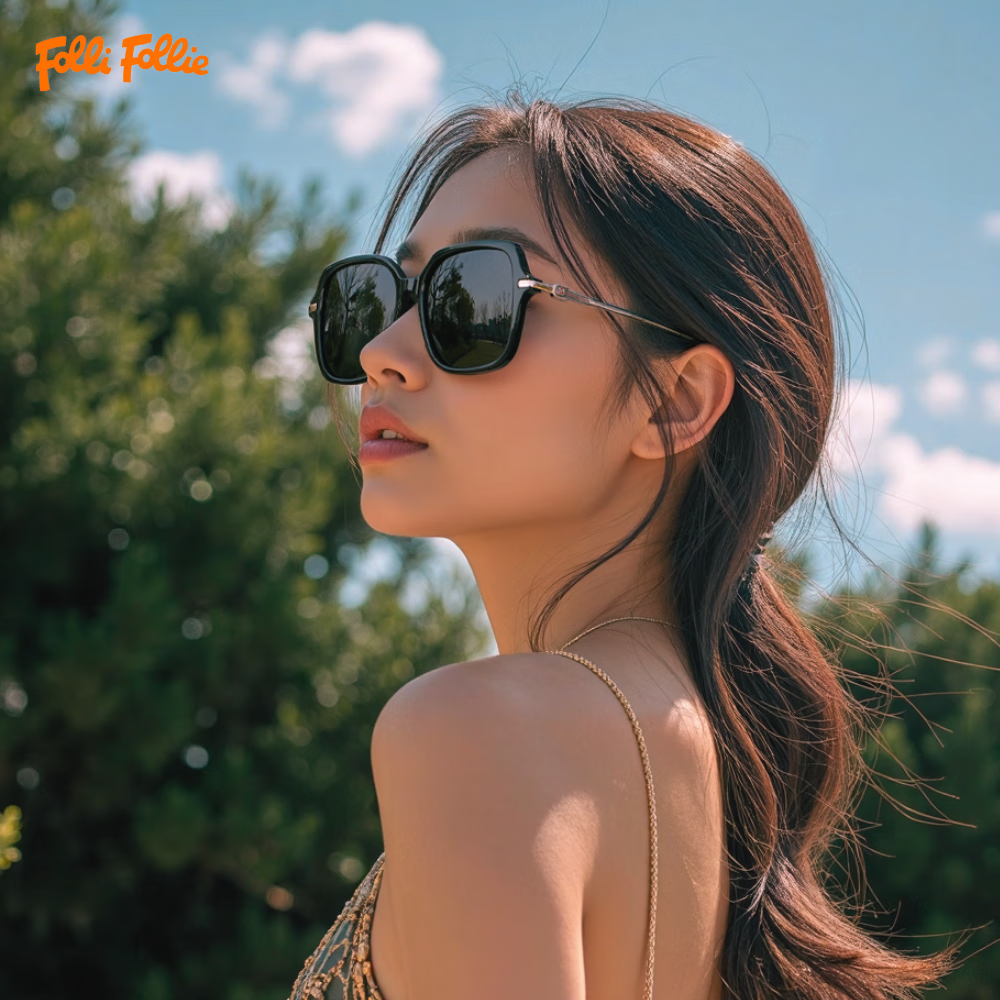 FOLLI FOLLIE网红太阳镜百搭时尚大框墨镜遮阳潮流防紫外线60801开学