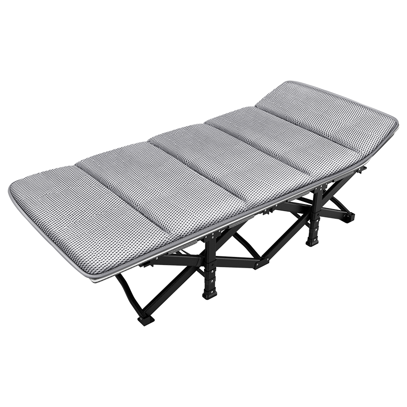 午憩宝 折叠床单人床折叠躺椅办公室单人午休床午睡床户外行军床简易床陪护 特宽75CM【特粗40MM方管】黑灰+透气棉垫