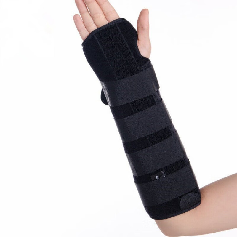 通用加长腕骨固定带前臂超关节支具小臂桡骨手腕夹板护具支架护托 黑色加强固定 左手 小号S(100斤以下)
