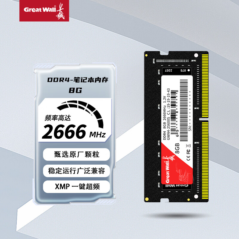 长城（Great Wall）8GB DDR3/DDR4内存条 一体机笔记本内存条 2666MHz 8GB DDR4 2666频率