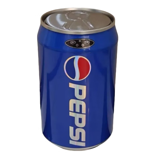 洁普欧智能感应垃圾桶可口可乐高颜值不锈钢易拉罐自动开盖家用客厅卧室 不锈钢蓝色 按键+感应双模式(电池款)