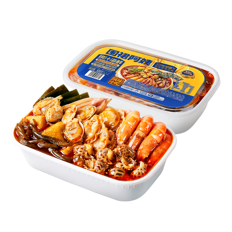 三只松鼠捞汁海鲜500g 即食夜宵解馋海鲜桶花蛤花螺扇贝白虾鱿鱼