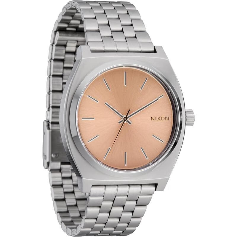 男士时尚机械表玫瑰金表盘银色表带 initial