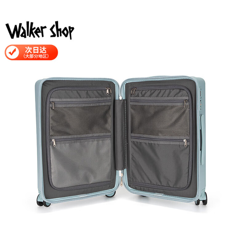 Walker Shop品牌拉链行李箱男女新款可登机商务出差密码轻便拉杆旅行箱子 黑色 20英寸 【可登机】
