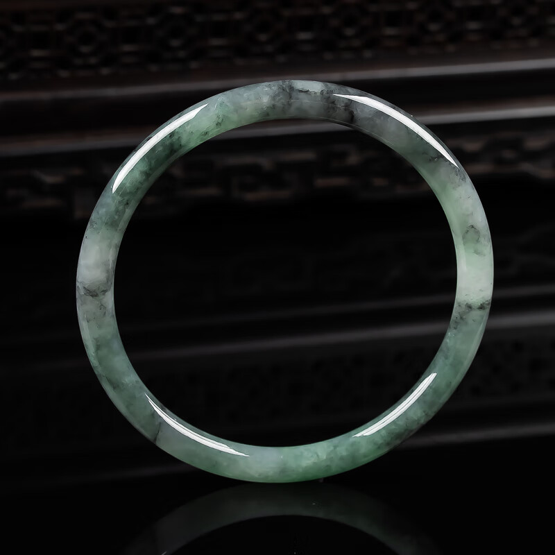 兔姬57.2 水润乌鸡种 细条叮当手镯 18.48g 缅甸天然a货翡翠玉石