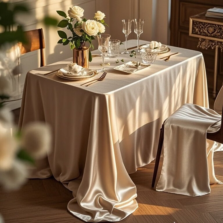 鹿婕锦缎桌布酒店高档会议桌布定制长方形加厚白色轻奢高级感长条桌台 定制尺寸链接客服改价