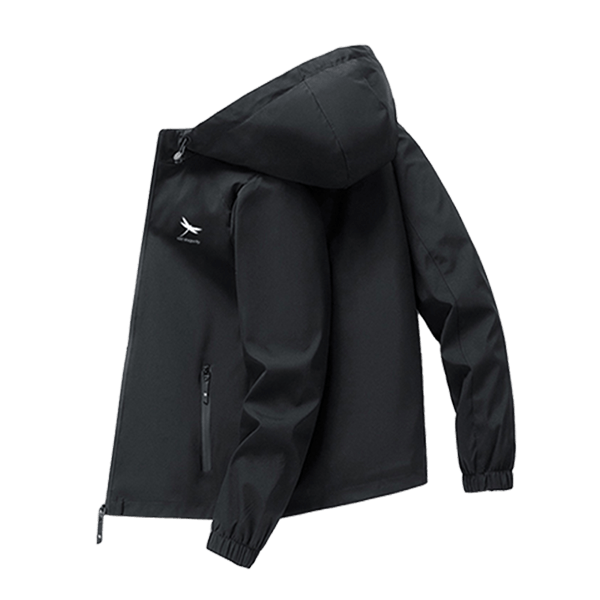 紅蜻蜓(RED DRAGONFLY)夾克男商務(wù)休閑時(shí)尚簡(jiǎn)約百搭寬松舒適連帽上衣外套 黑色B 4XL