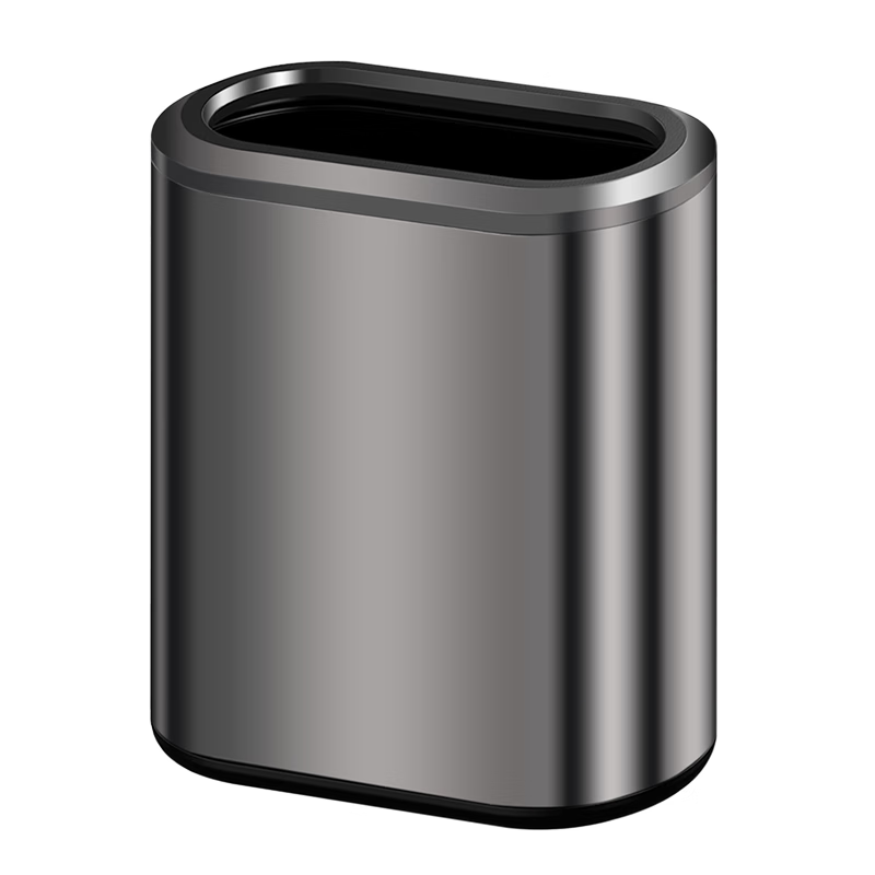 桶桶相传厕所专用夹缝垃圾桶家用客厅卧室书房宿舍大号不锈钢无盖垃圾筒7L 7L黑金【压圈款｜极窄小空间】