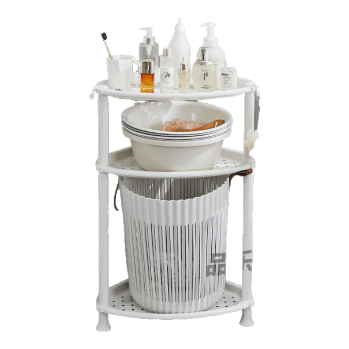 茶花（CHAHUA）款浴室置物架衛(wèi)生間三角架臉盆架落地多層洗手間帶輪加 08品質(zhì)加厚新款鏤空瀝水架3