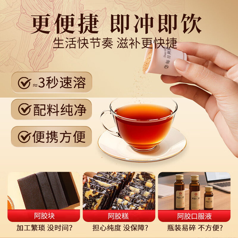 同仁堂阿胶粉阿胶速溶粉礼盒营养补品气血女阿胶块送女友母亲礼物21g 【纯阿胶粉】搭0添加东阿原产 3g*7罐
