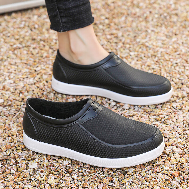 韩琳奴新款巨力短筒雨鞋女款时尚外穿雨靴低帮防水防滑水鞋厨房软底胶鞋 【巨力正品-防滑防臭】黑白色 39