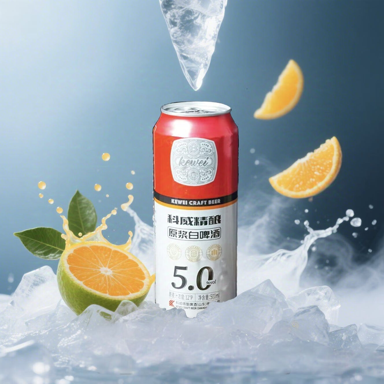 科威精酿5.0原浆白啤酒12°P 全麦精酿啤酒大罐 28天发酵原浆啤酒 500mL 12罐 整箱装