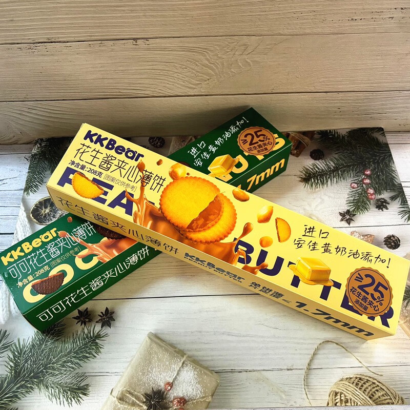 超友味可可花生酱夹心薄饼208克马铃薯薄脆饼干解馋零食小吃 KK花生酱夹心薄饼208g