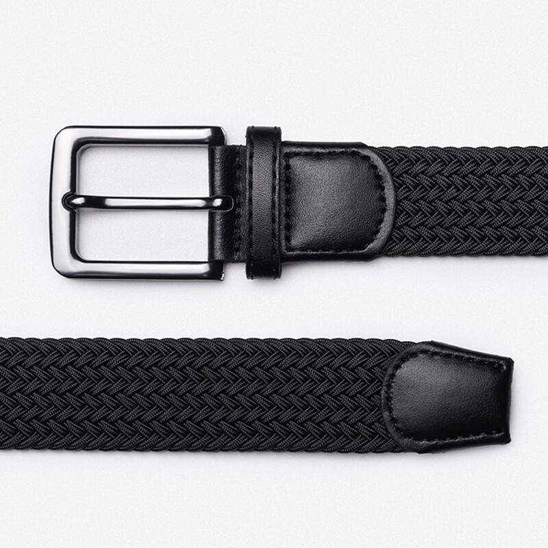 CHALKIN高尔夫帆布腰带男弹力编织布皮带针扣休闲简约户外运动透气免打孔 蓝白 115cm