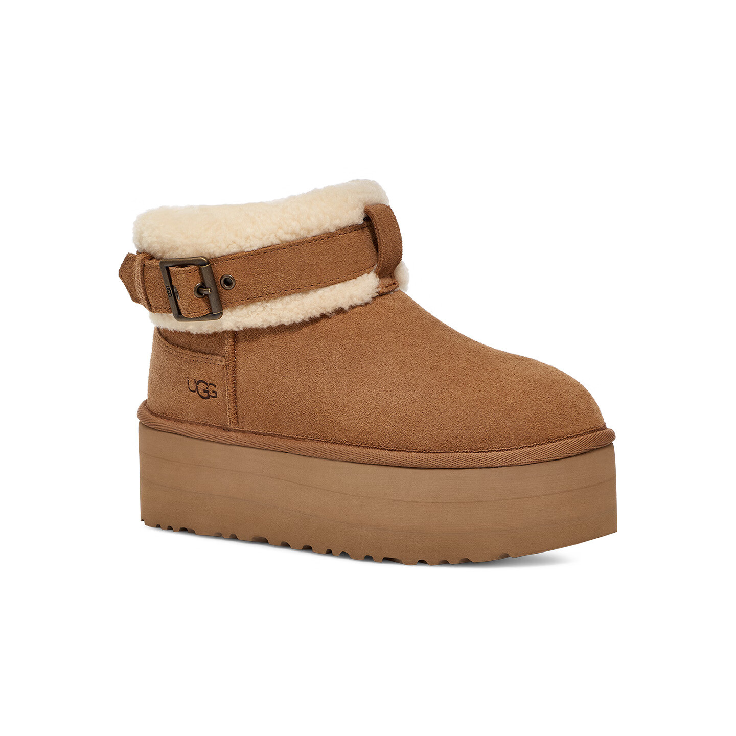 UGG秋季新款女士舒适保暖厚底休闲短筒雪地靴懒人毛毛鞋 1144041 CHE | 栗色 37 鞋款偏小，建议拍大一码