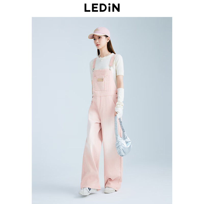 乐町商场乐町25春新款少女粉色气满满牛仔背带裤 卡里尼亚粉 M