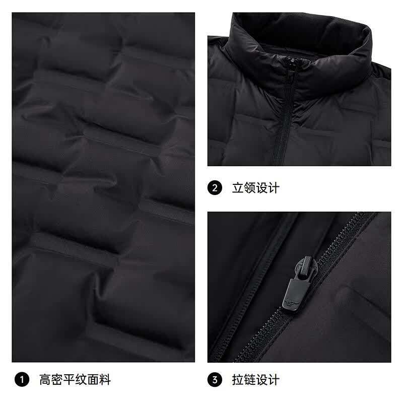 七匹狼【三防面料】羽绒服男士2025冬季新品短装立领梯形直冲薄羽绒外套 001(黑色) S 160/80A