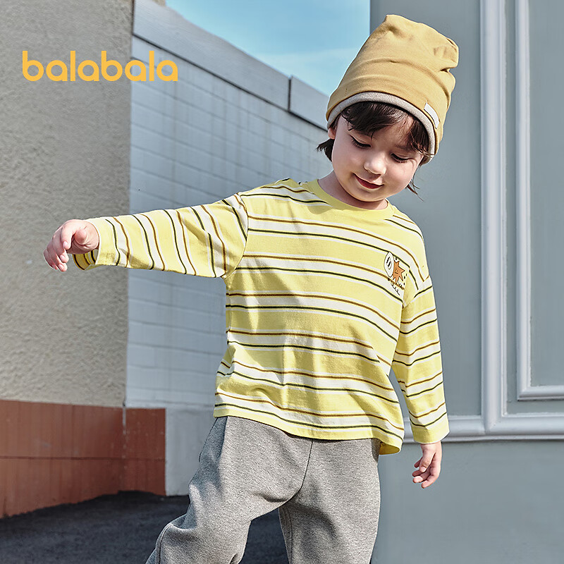 巴拉巴拉童装宝宝长袖t恤儿童秋装男童女童洋气纯棉上衣 黄色调00433 110 (偏大,建议选小一码)