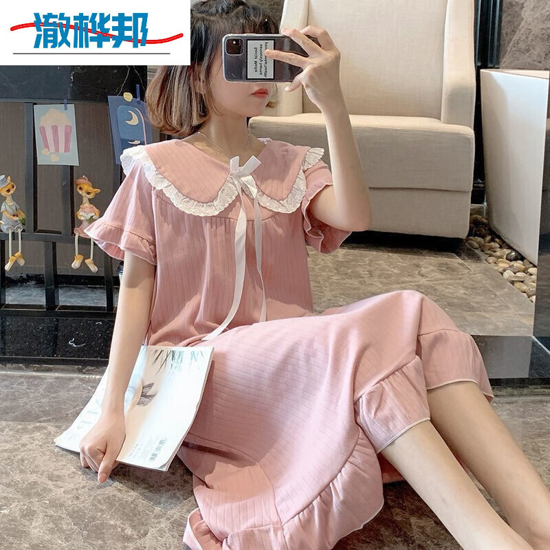 少女生睡裙子宽松韩版休闲中长款学生可爱日系甜美ins风长款睡裙女