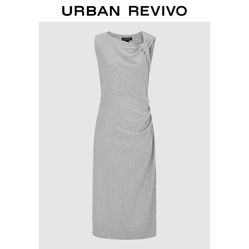 UR2025秋季新款女装魅力设计感褶皱修身无袖连衣裙UWG750225