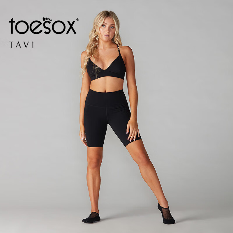 toesoxtavi联名款运动短裤女子运动瑜伽裤健身裤紧身显瘦短裤 黑色 XS