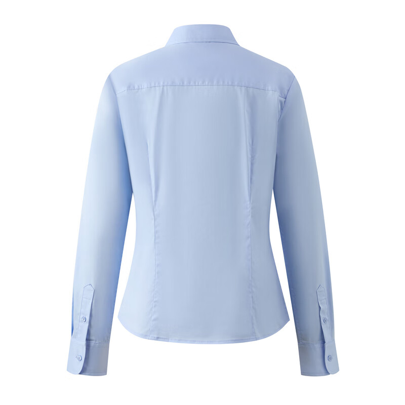 ELAND衣恋衬衫女棉质撞色翻领单排扣长袖上衣2025秋季新款 浅蓝色(51)L/Blue S /160