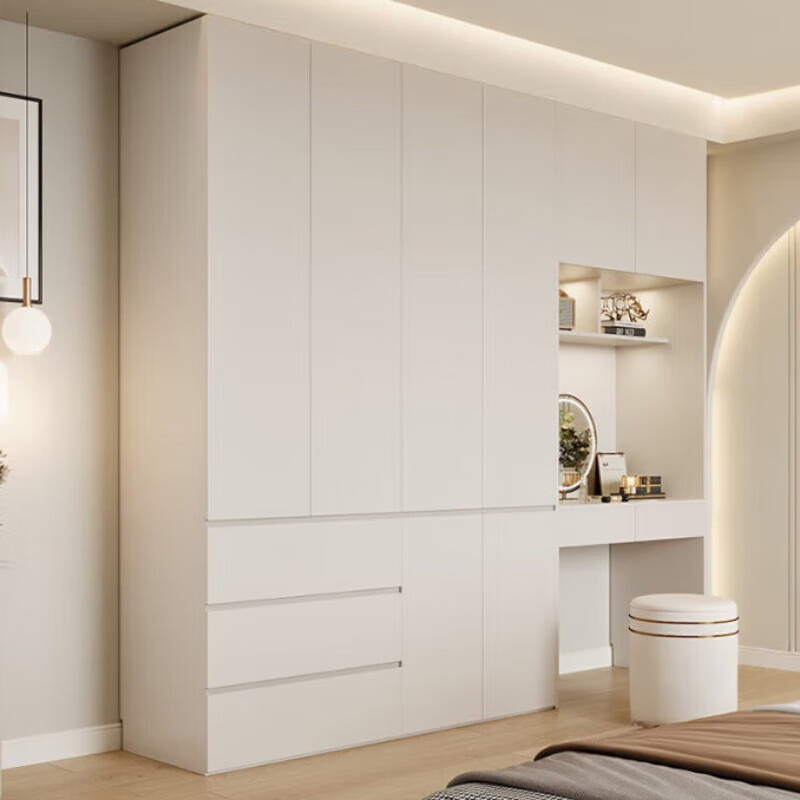 安森威2026新款实木衣柜家用卧室现代简约小户型收纳柜梳妆台衣橱一体 [1.9m宽*2.4m高]四门衣柜  组装