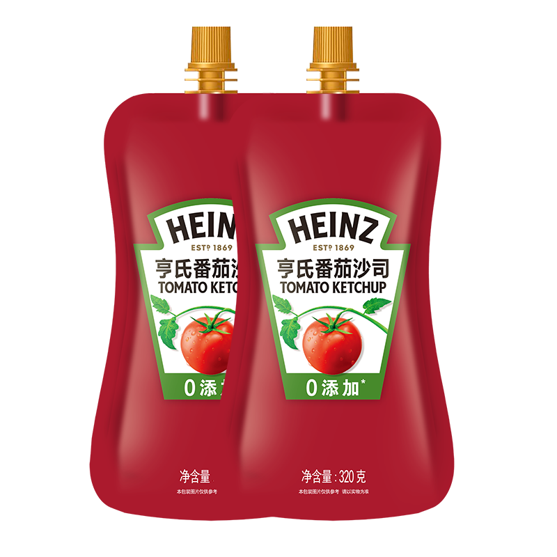 亨氏(Heinz) 番茄酱 袋装番茄沙司 意大利面薯条酱 320g*2袋