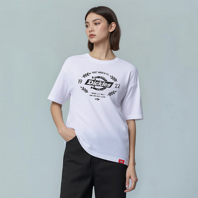 Dickies短袖t恤男纯棉大LOGO夏季美式潮牌字母印花宽松百搭上衣DK012598 白色 S 版型宽松偏大，卡码建议拍小一码
