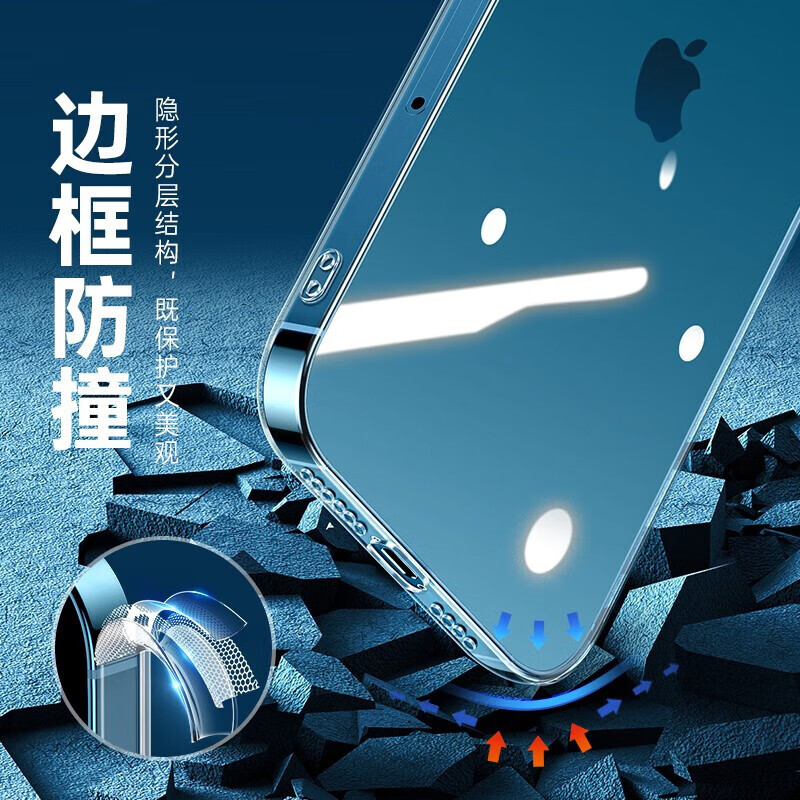 亿色适用苹果12/Pro/ProMax/mini透明手机壳气囊防摔超薄简约抗指纹 【10个装】苹果12ProMax透明壳