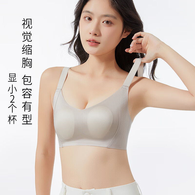 chunnian2025新款无痕内衣女大胸显小兔耳朵杯防走光薄款果冻条提拉文胸罩 RX-大U兔耳杯852-香槟 2XL