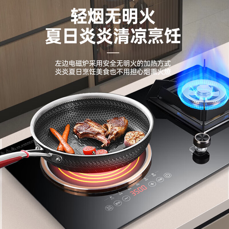 東洋（TOYO）家用厨房气电两用燃气灶一气一电双灶大功率电陶炉电磁炉燃气灶 3500w凹面磁悬电磁炉(左气右电) 液化气