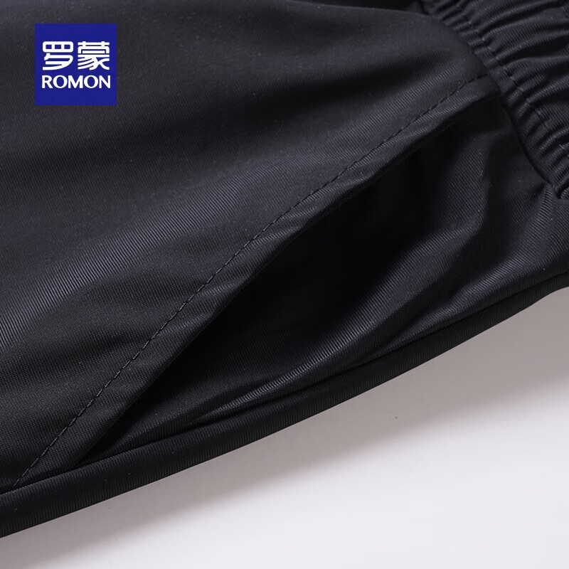罗蒙（ROMON）男士束脚休闲裤2026夏季新款透气弹力薄款松紧腰舒适百搭长裤子 黑色 S (165) （建议80-100斤）