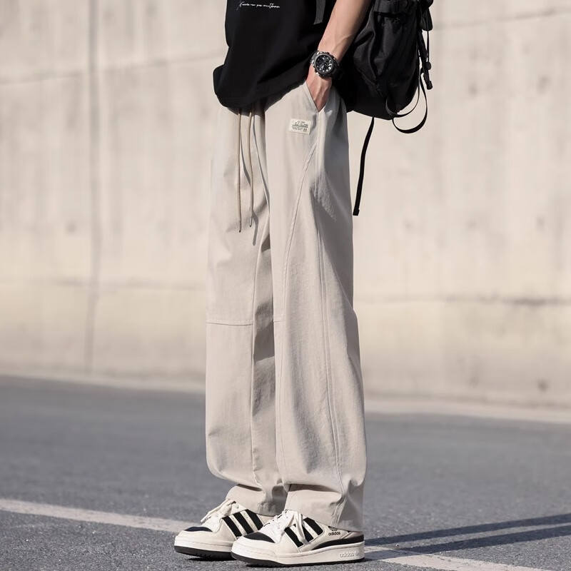 啄木鸟休闲裤男2026春夏季潮流美式工装裤子男士宽松百搭直筒阔腿长裤男 卡其色 XL 建议130-150斤