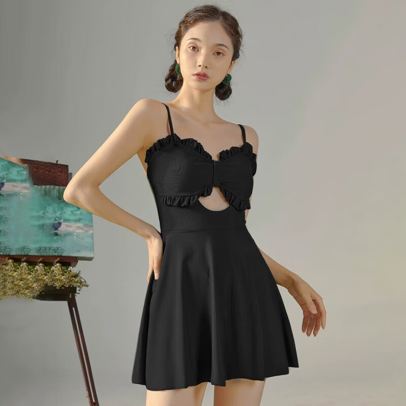 东方骆驼连体游泳衣女ins长袖夏季新款2025保守遮肚显瘦泡温泉感 绿色含外套 S 建议体重70-90斤