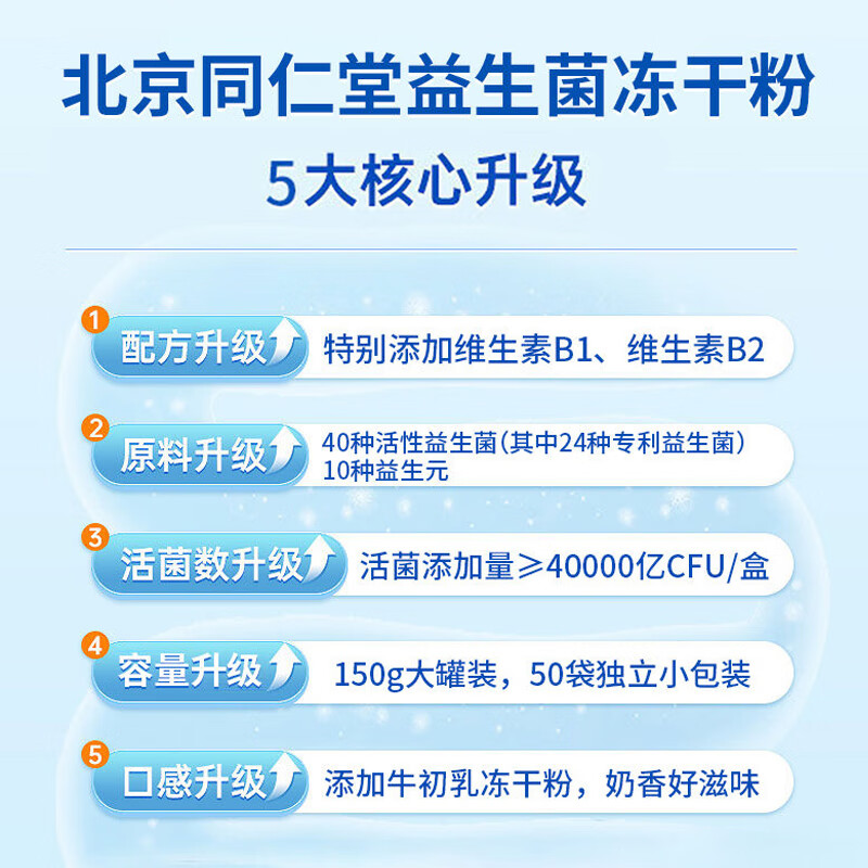 北京同仁堂 益生菌 4万亿活菌复合益生菌冻干粉 益生菌成人中老年儿童 男女 【70%的顾客选择】3罐 150条 12W亿活性菌