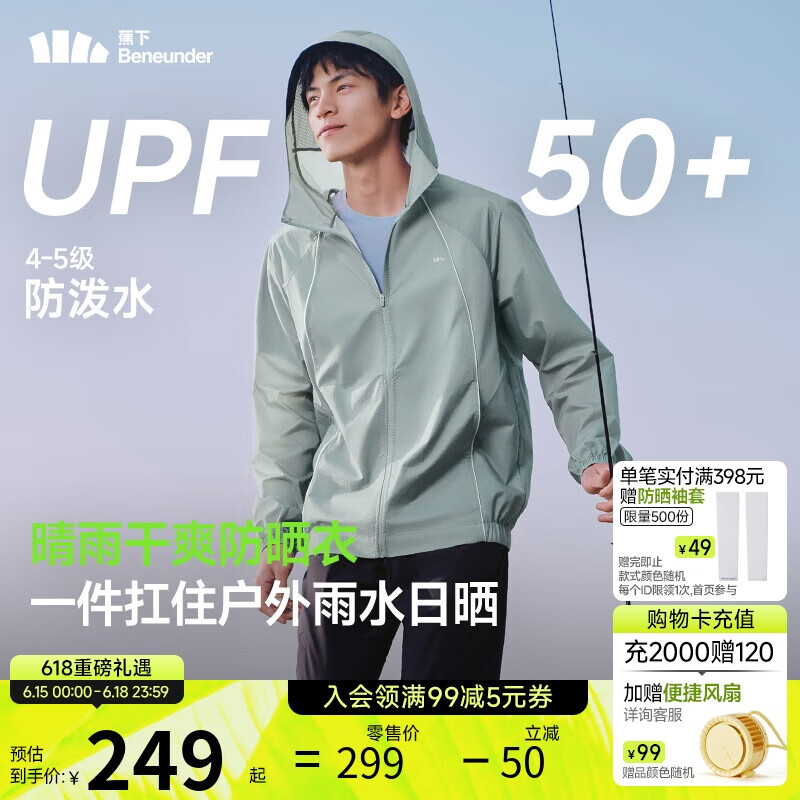 蕉下（beneunder）防晒衣男外套皮肤衣防紫外线轻薄防泼水户外钓鱼WR938乌云灰L