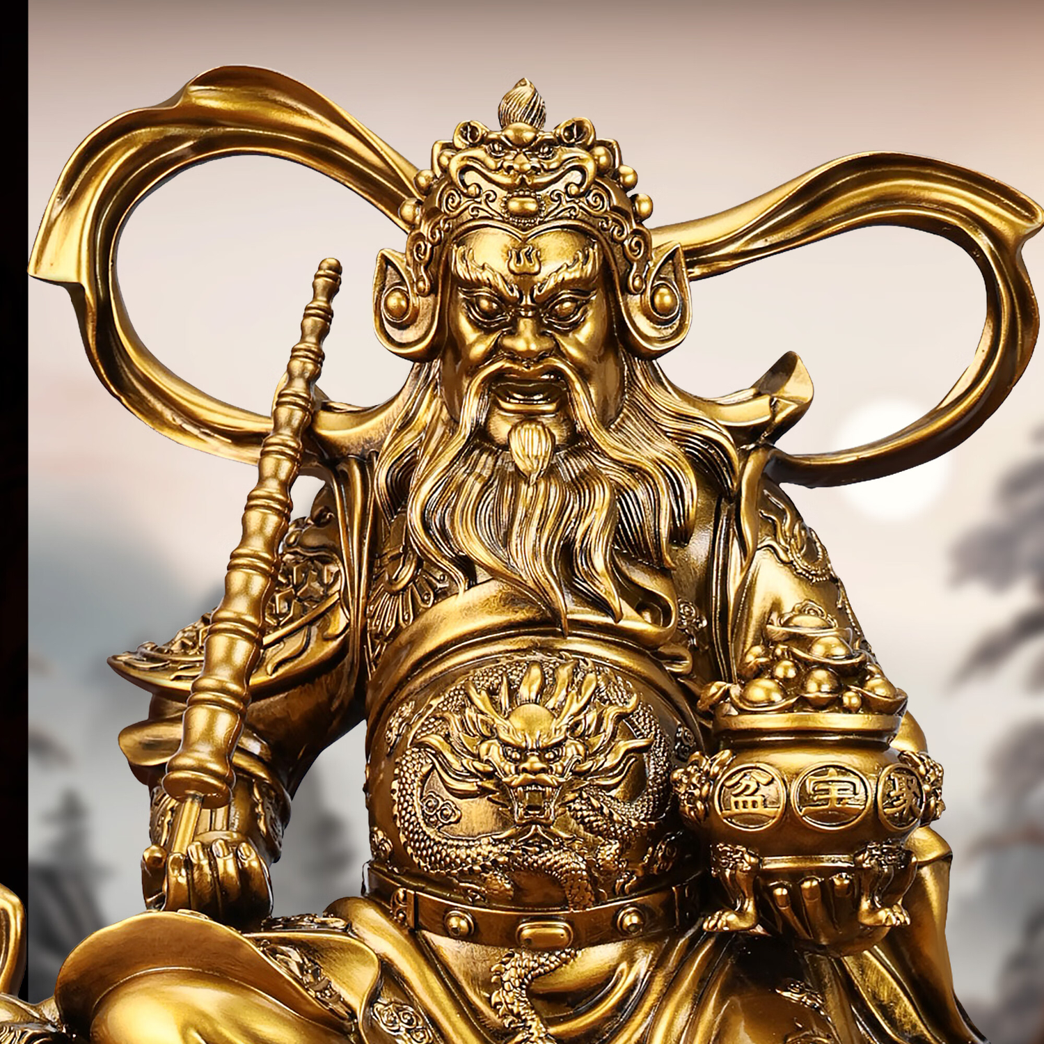 铜德礼饰赵公明武财神摆件家居玄关装饰吉位财位摆设布局公司乔迁财神爷 【小号】武财神-赵公明
