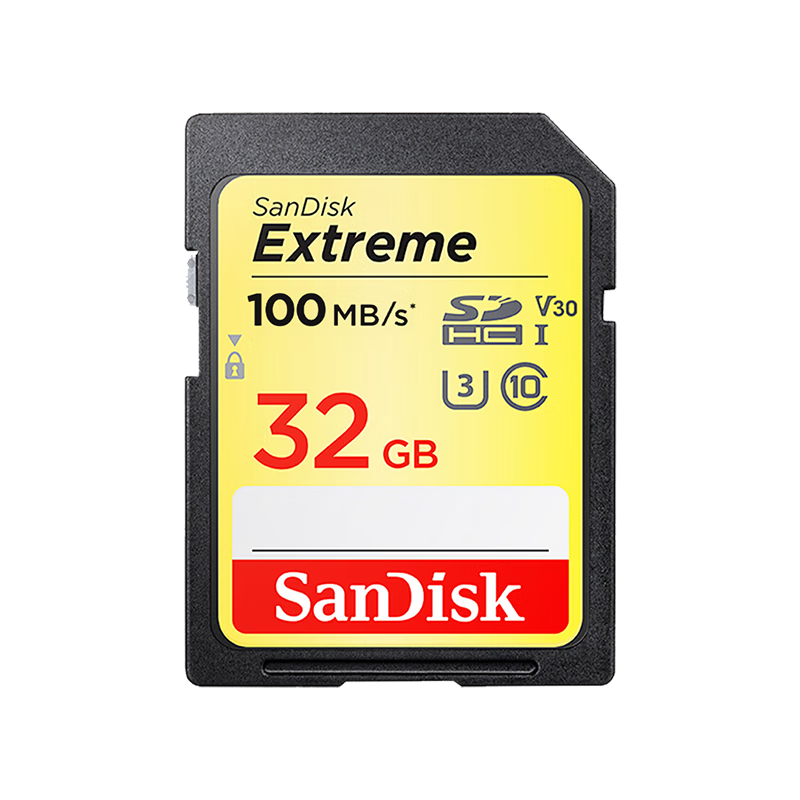 SanDisk 闪迪 32GB SD内存卡 4K V30 U3 C10 至尊极速相机存储卡 读速100MB/s 写速60MB/s