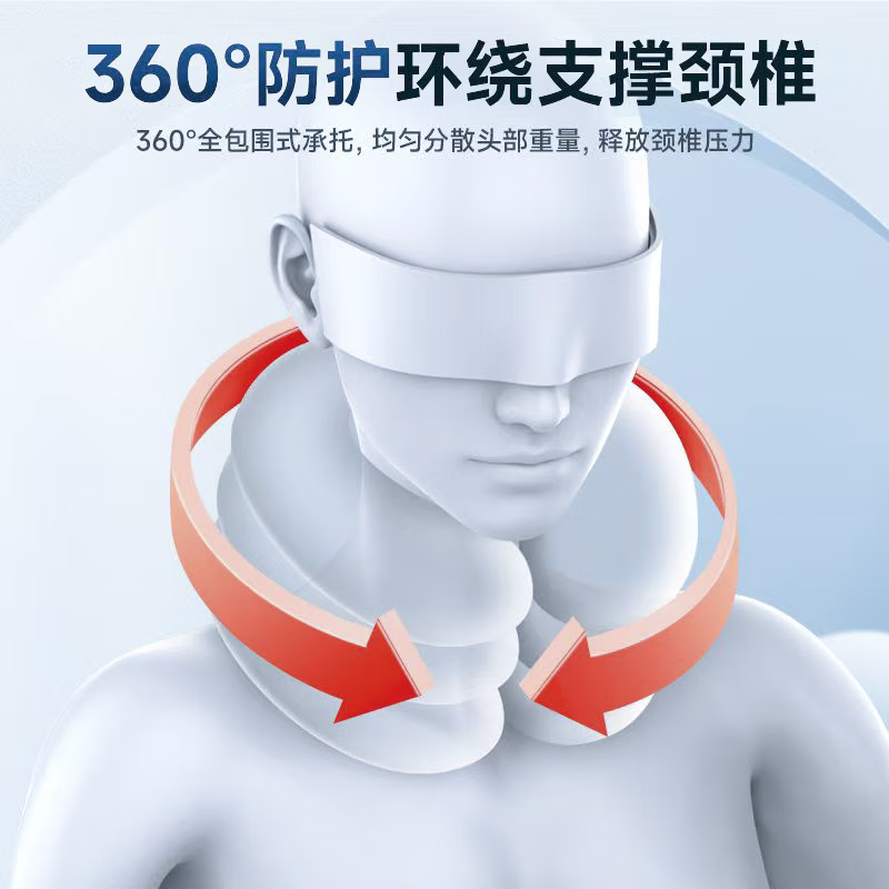 蛤利卫士颈椎牵引器医用颈托充气式颈部支撑固定器保护颈部家用颈椎矫正器 卡其色【三区气动牵引+TPU气囊升级】