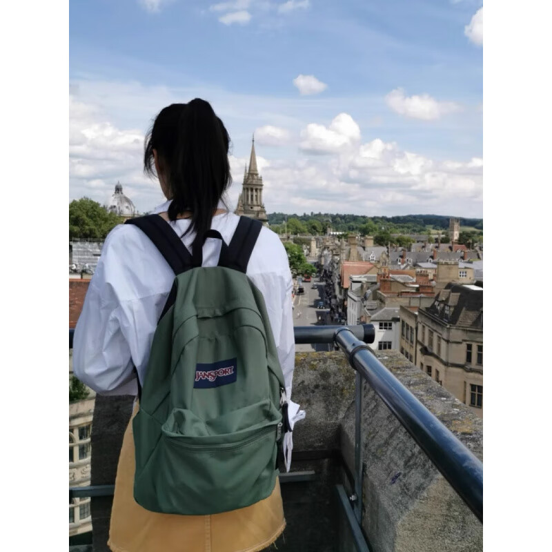 JANSPORT2025新款海岛椰椰初高中学生书包男女双肩包电脑包休闲包 橄榄绿(隔层+侧袋)