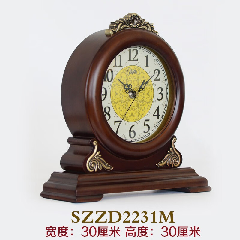康巴絲實木擺鐘桌面座鐘創(chuàng)意客廳歐式大號臺式鐘電波靜音鐘表擺件 SZZD2231M SZZD2231M 8英寸