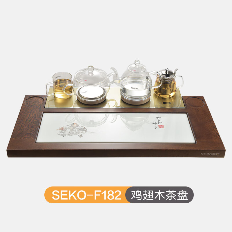 新功（SEKO）/新功F180 花梨木茶盤套裝功夫茶具全自動一體實木中式茶臺 雞翅木F182配W120_【無茶具】