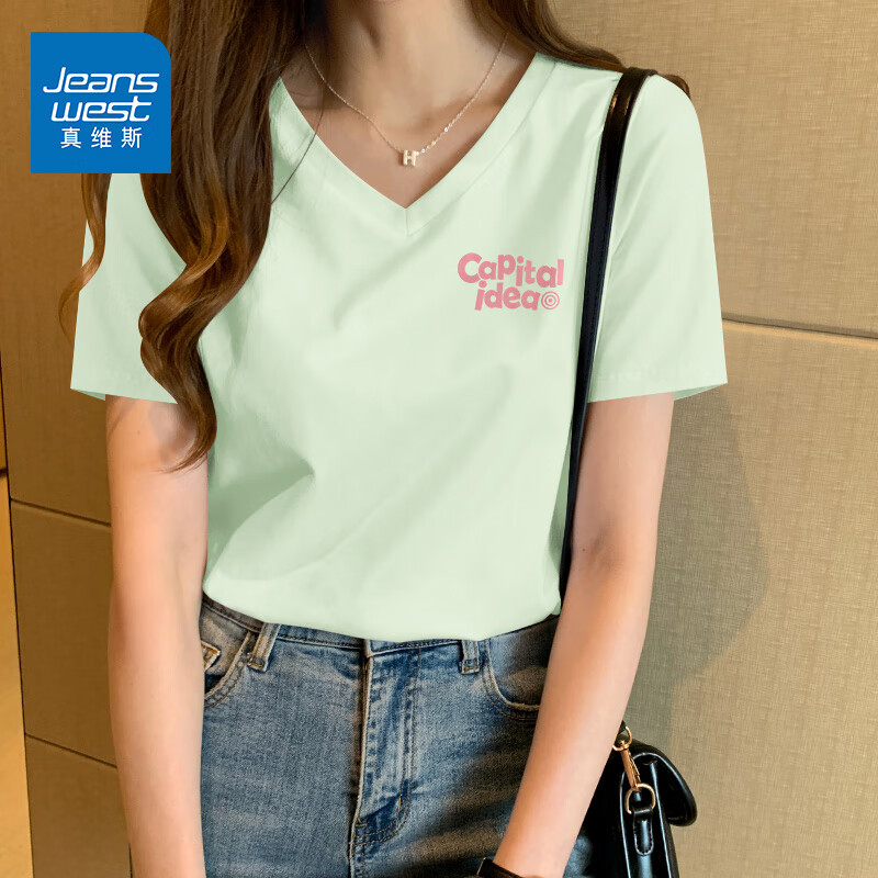 ��ά˹��JEANSWEST��V�����紿�޶���T��2025�ļ��¿�oversize���а������¼�Լ������ ǳ�� ��ȷ������ɫ_K L