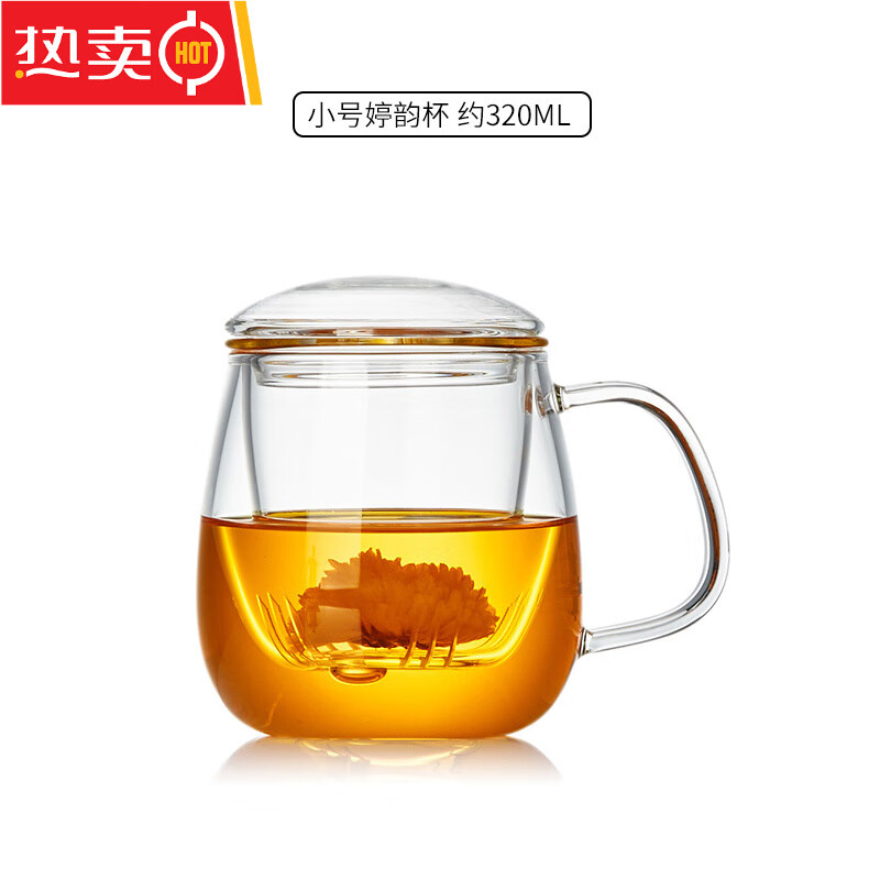 拓进德国进口品质玻璃杯家用茶水分离泡茶茶杯男办公室水杯喝茶杯子女 亭韵泡茶杯 约320ml 【耐热防爆